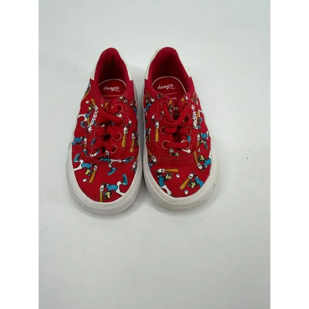 Adidas Disney Goofy Toddler Sneakers Red Canvas Shoes US 4K Pre-Owned
